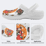 Traditional Death Moth Print - Removable Fur Lined Slippers/Sandals