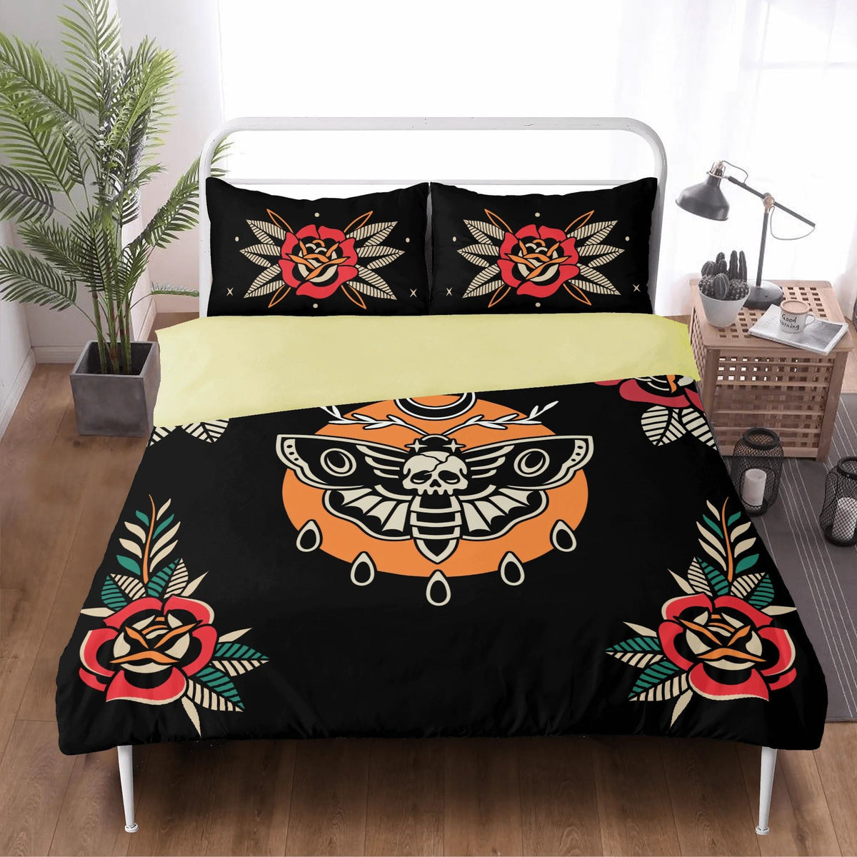 Death Moth Vintage Print - Three Piece Bedding Set