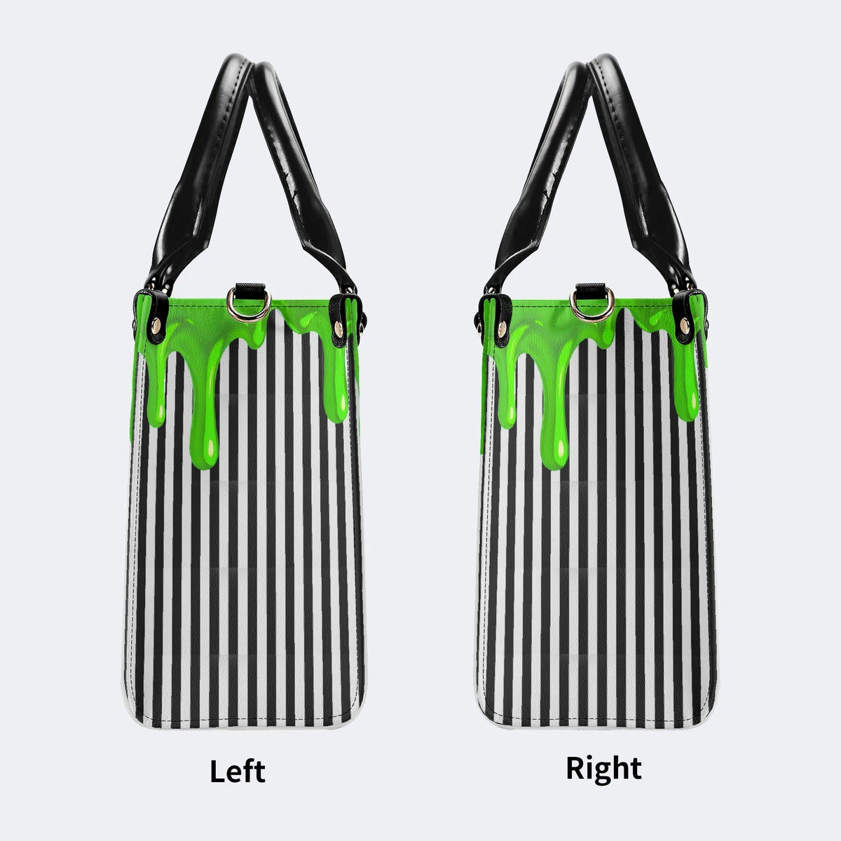 Classic Black And White Stripes - Leather Handbag