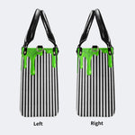 Classic Black And White Stripes - Leather Handbag