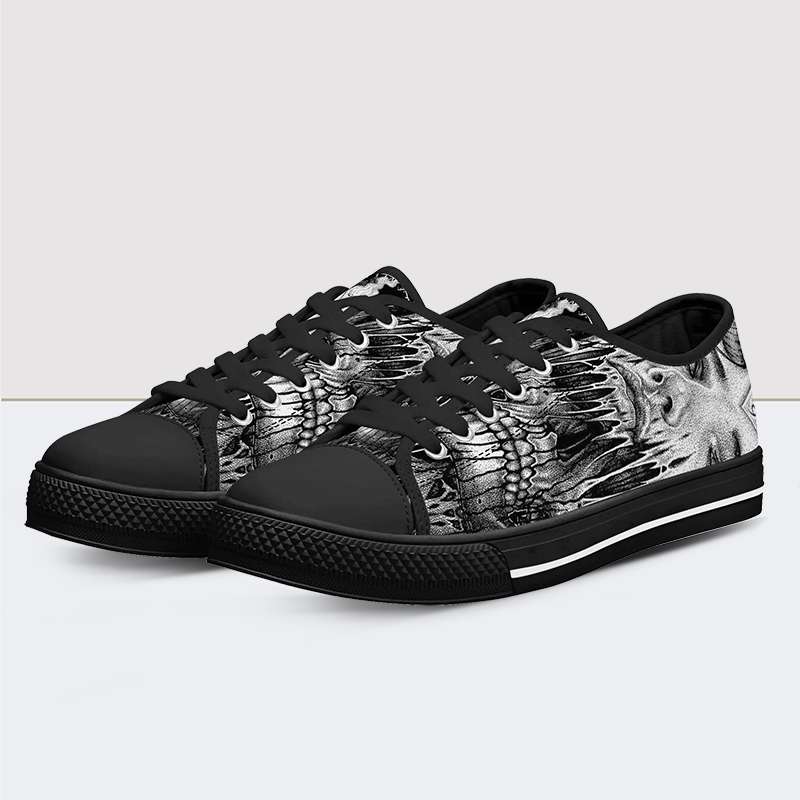 Cranial Extraction Skull Low Top Canvas Shoes