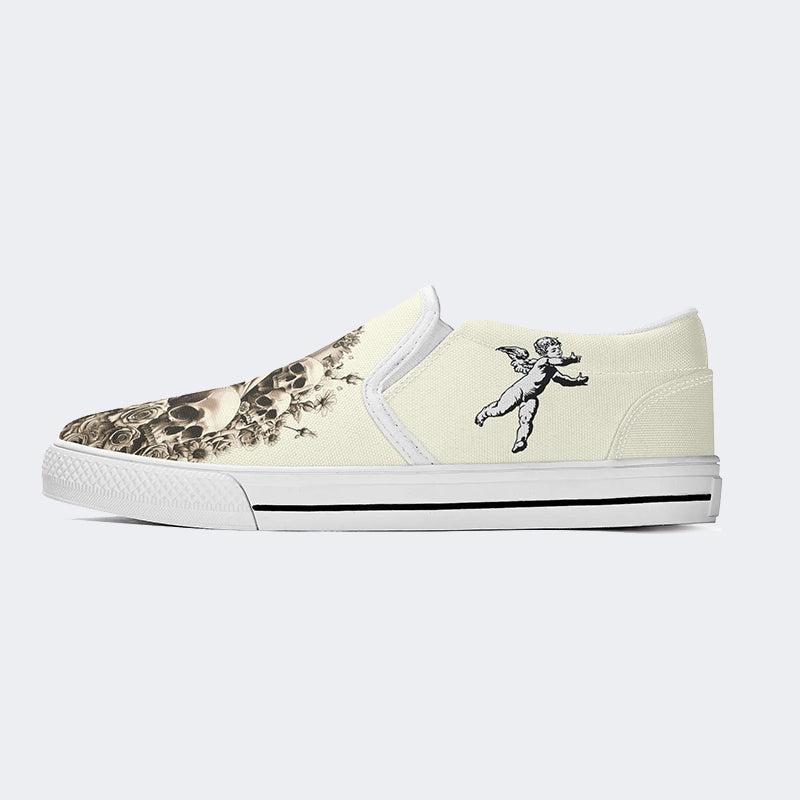 Unisex Skull&Figure&Rose Print - Slip On Shoes