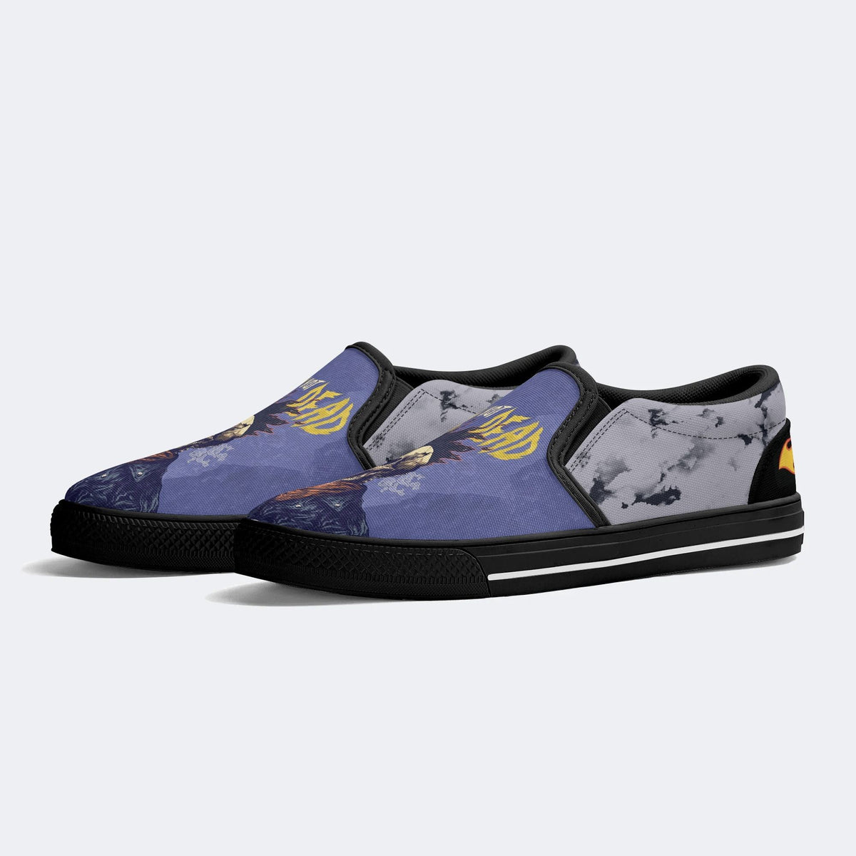 Unisex Funny Skull Art Illustration Print - Slip On Shoes