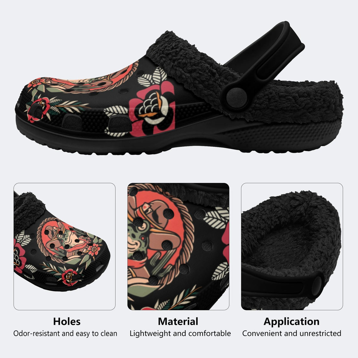 Personalized Name Cowboy Frog Print - Removable Fur Lined Slippers/Sandals