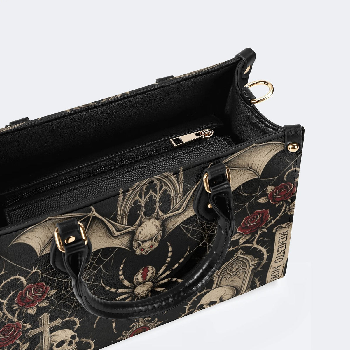 Bat Spider Skull Rose Print Handbag Factory Direct Sales