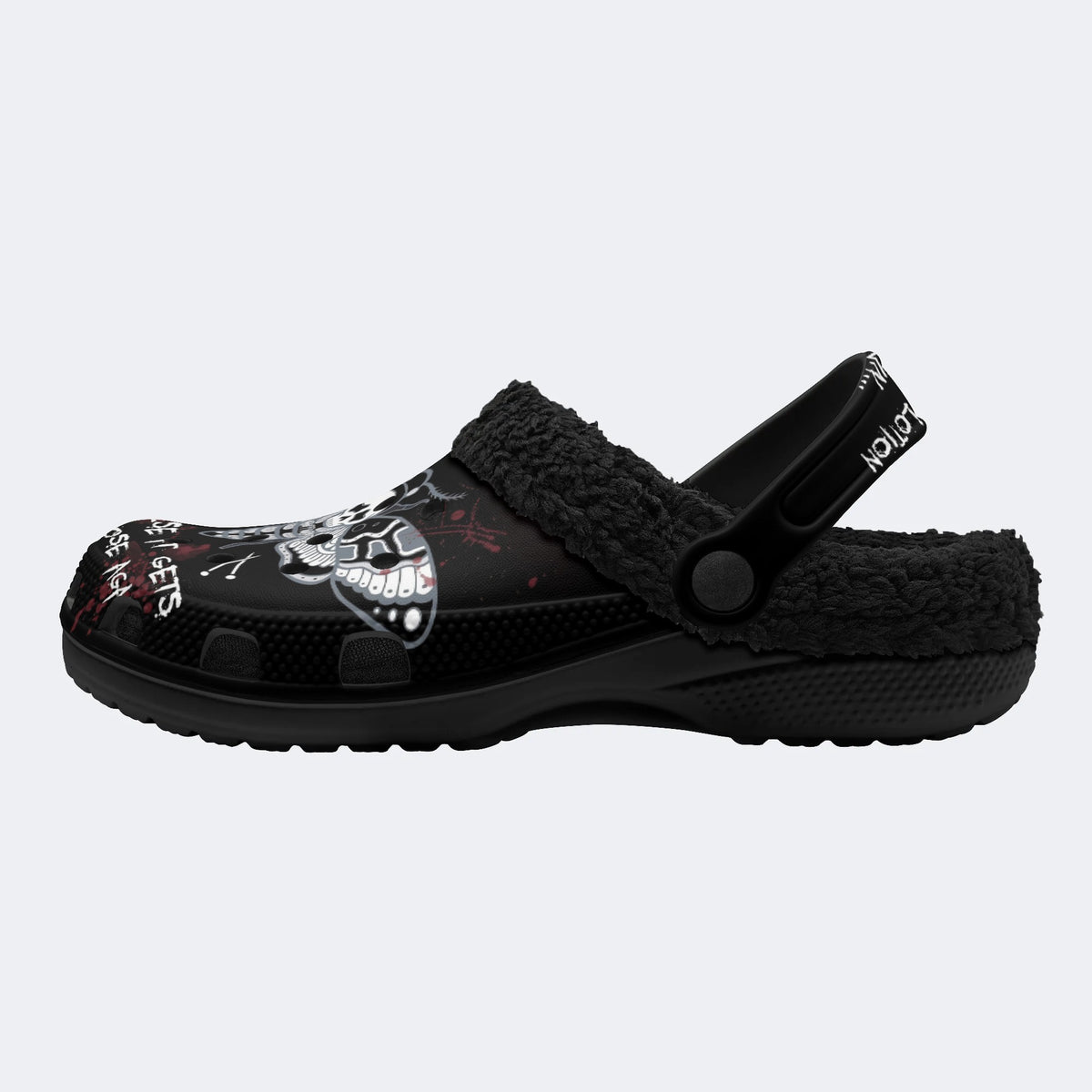 Surreal Death Moth Print - Fur Lined Slippers/Sandals