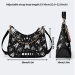 Vintage Dark Moth Print - Leather Crossbody Bag