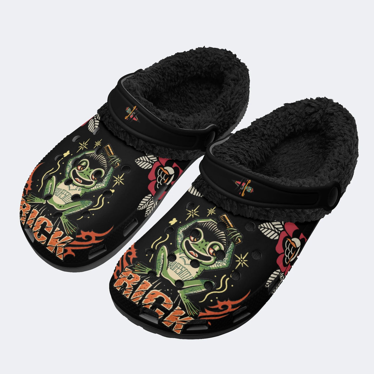 Rick Frog Print - Fur Lined Slippers/Sandals