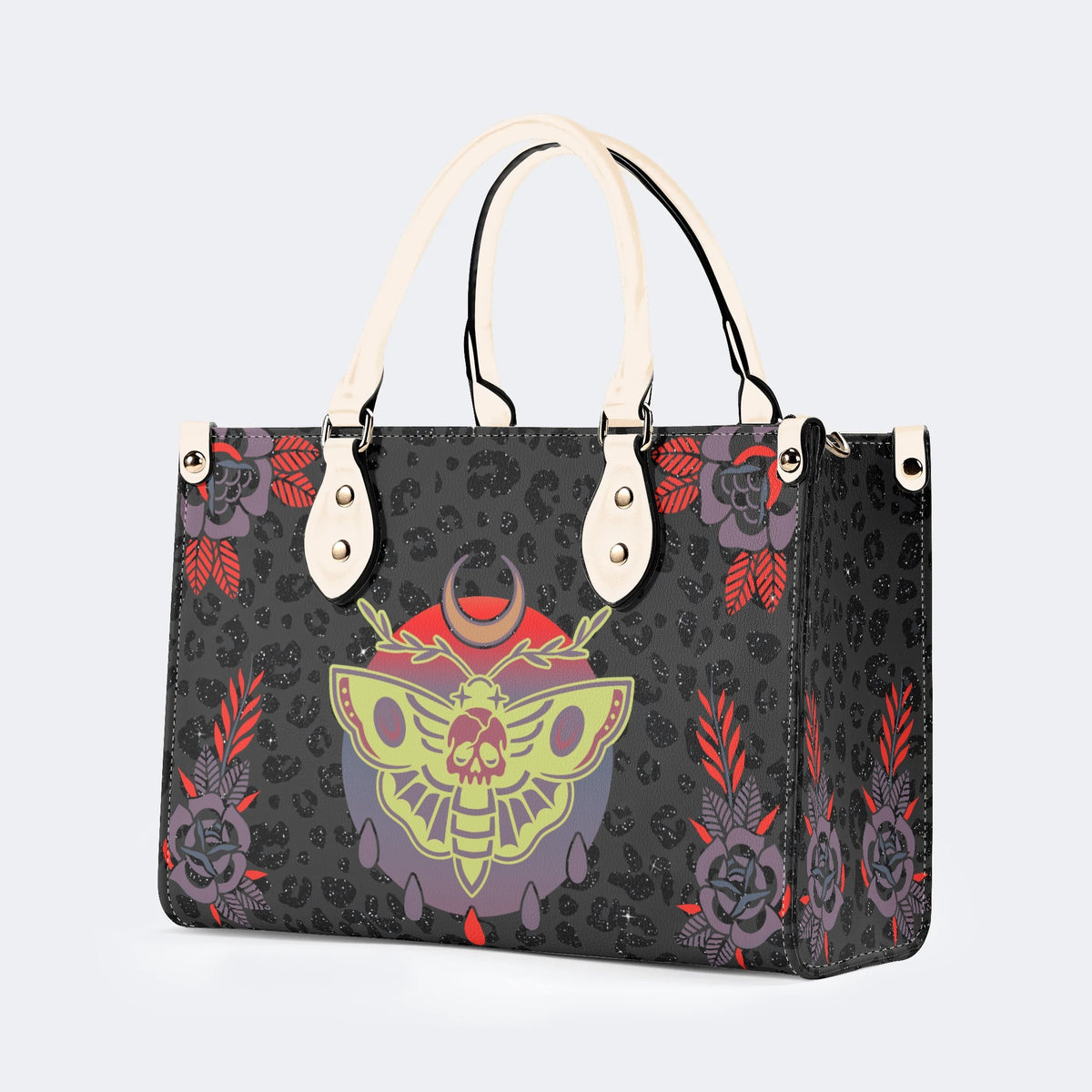 Classic Death Moth Print - Leather Handbag