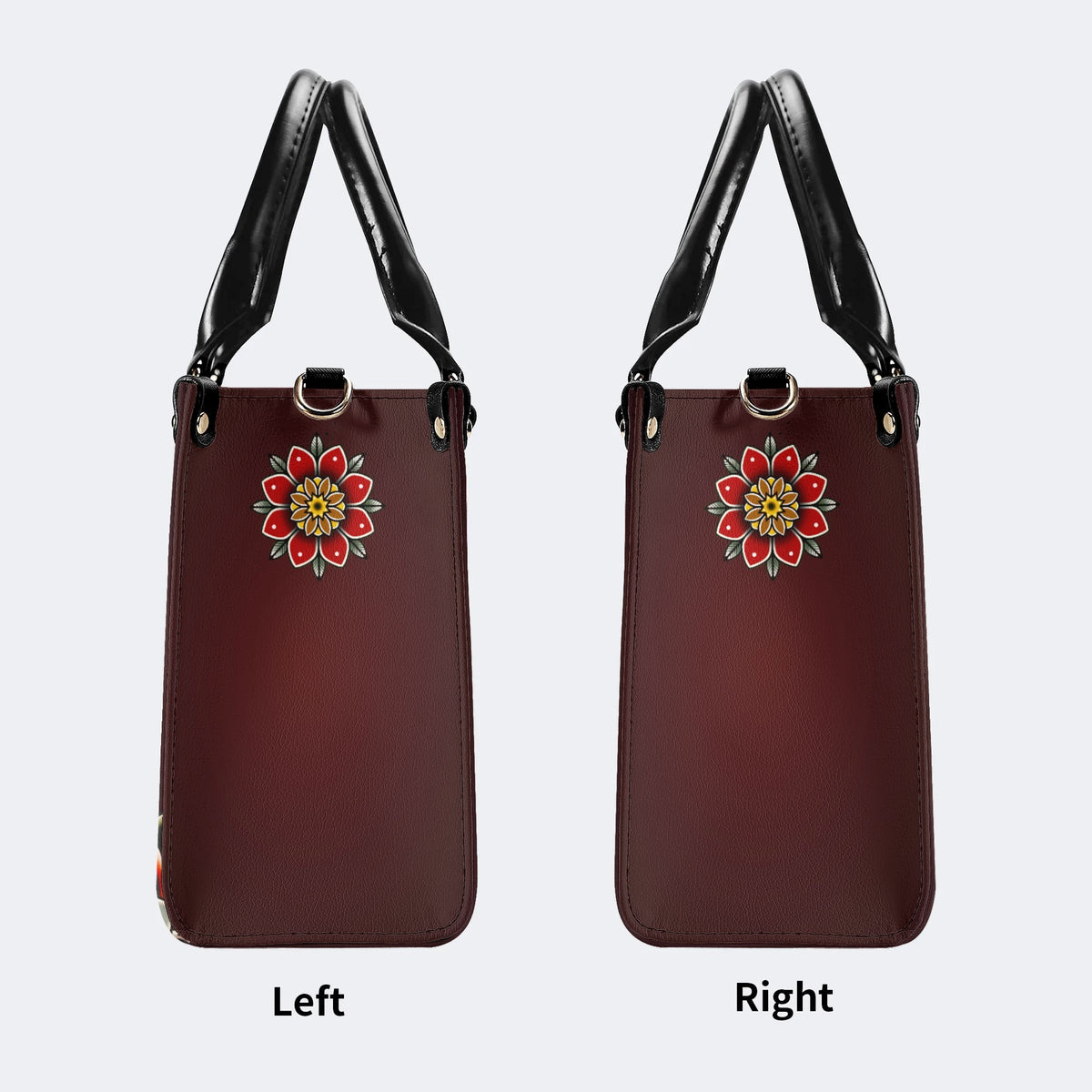 Vintage Smiling Sun Print - Leather Handbag