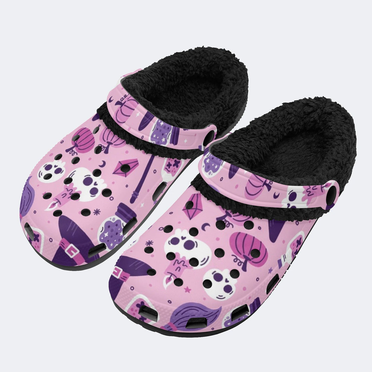 Pastel Witch Skull - Fur Lined Slippers/Sandals