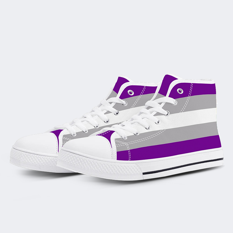 Grey Asexuality Flag High Top Canvas Shoes