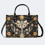 Retro Bohemian Sun Moon Star Moth - Leather Handbag