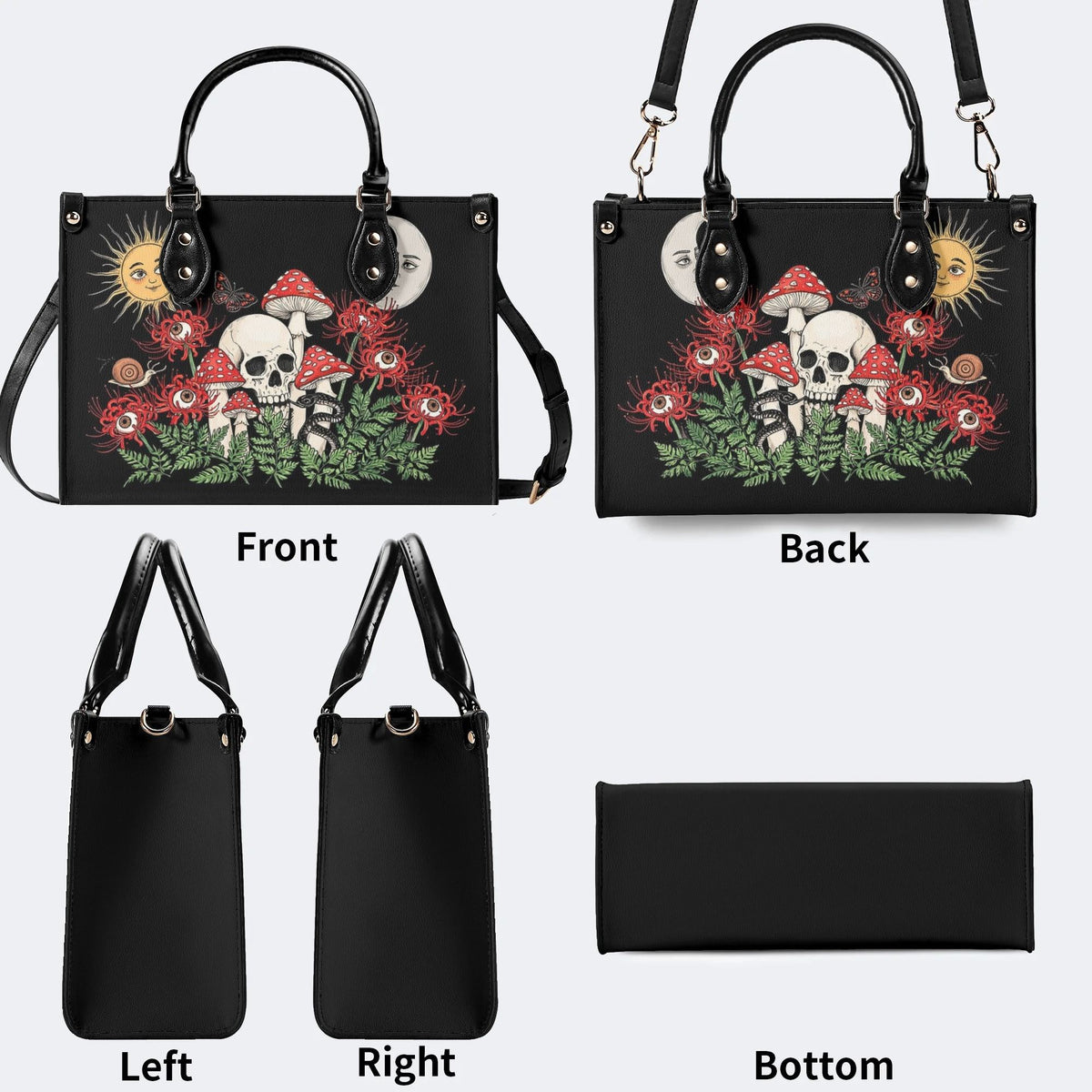 Skull Mushroom Spider Lily Print Handbag Factory Direct Sales