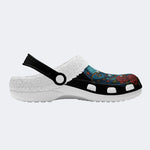 Death Moth Print - Fur Lined Slippers/Sandals