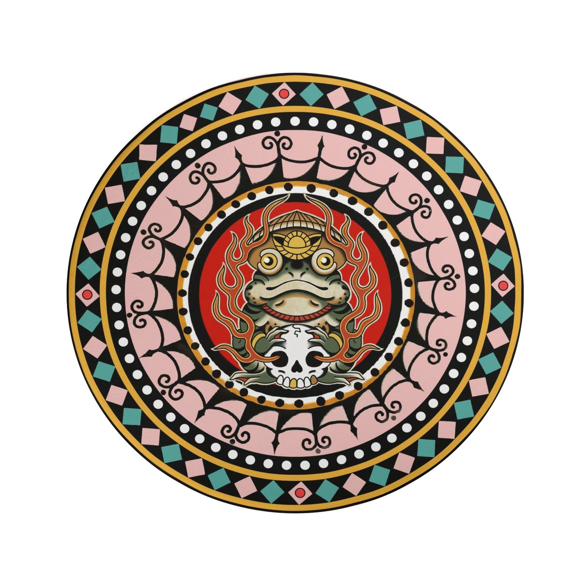 Retro Frog And Skull Print - Floor Mat