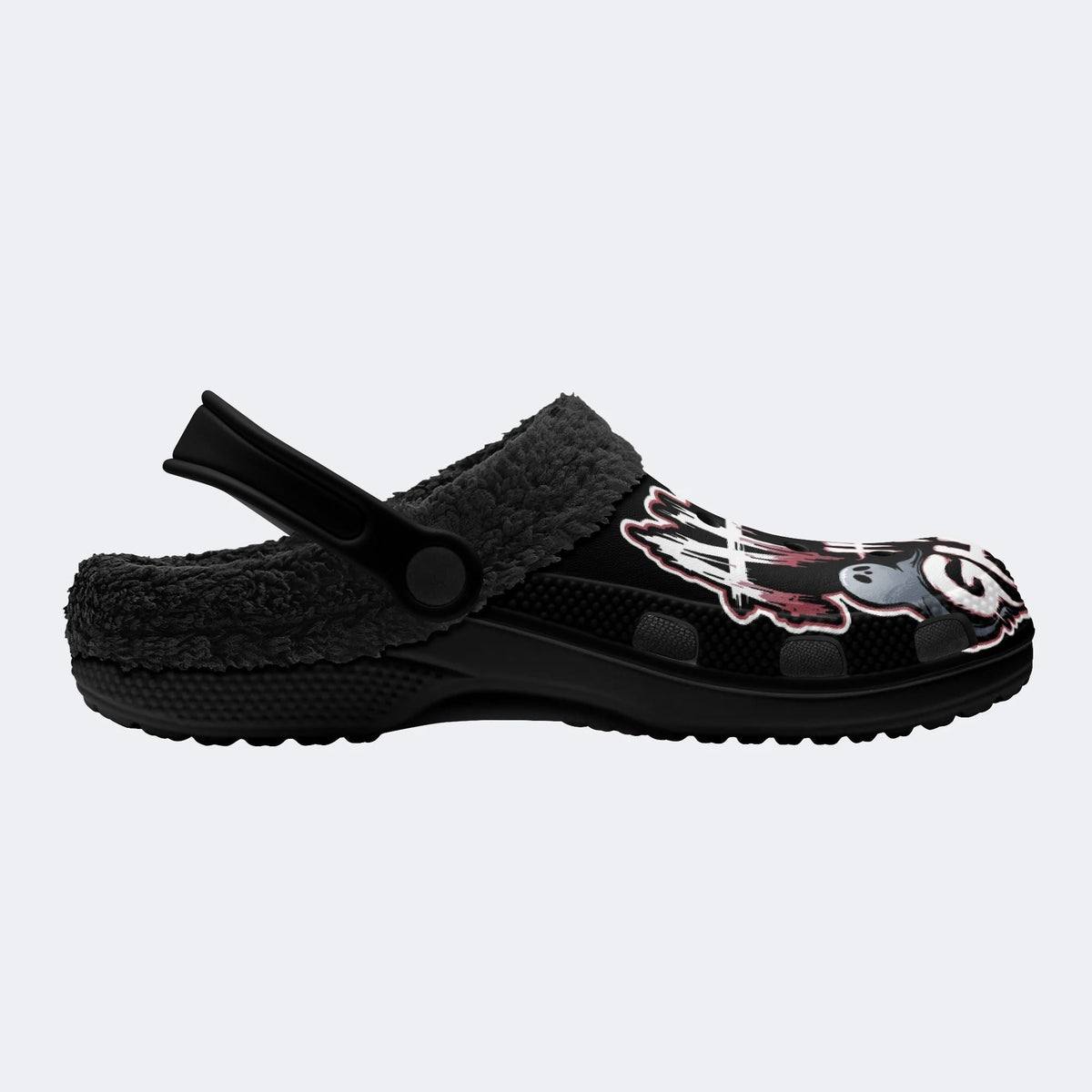 Spooky Ghost Script - Fur Lined Slippers/Sandals