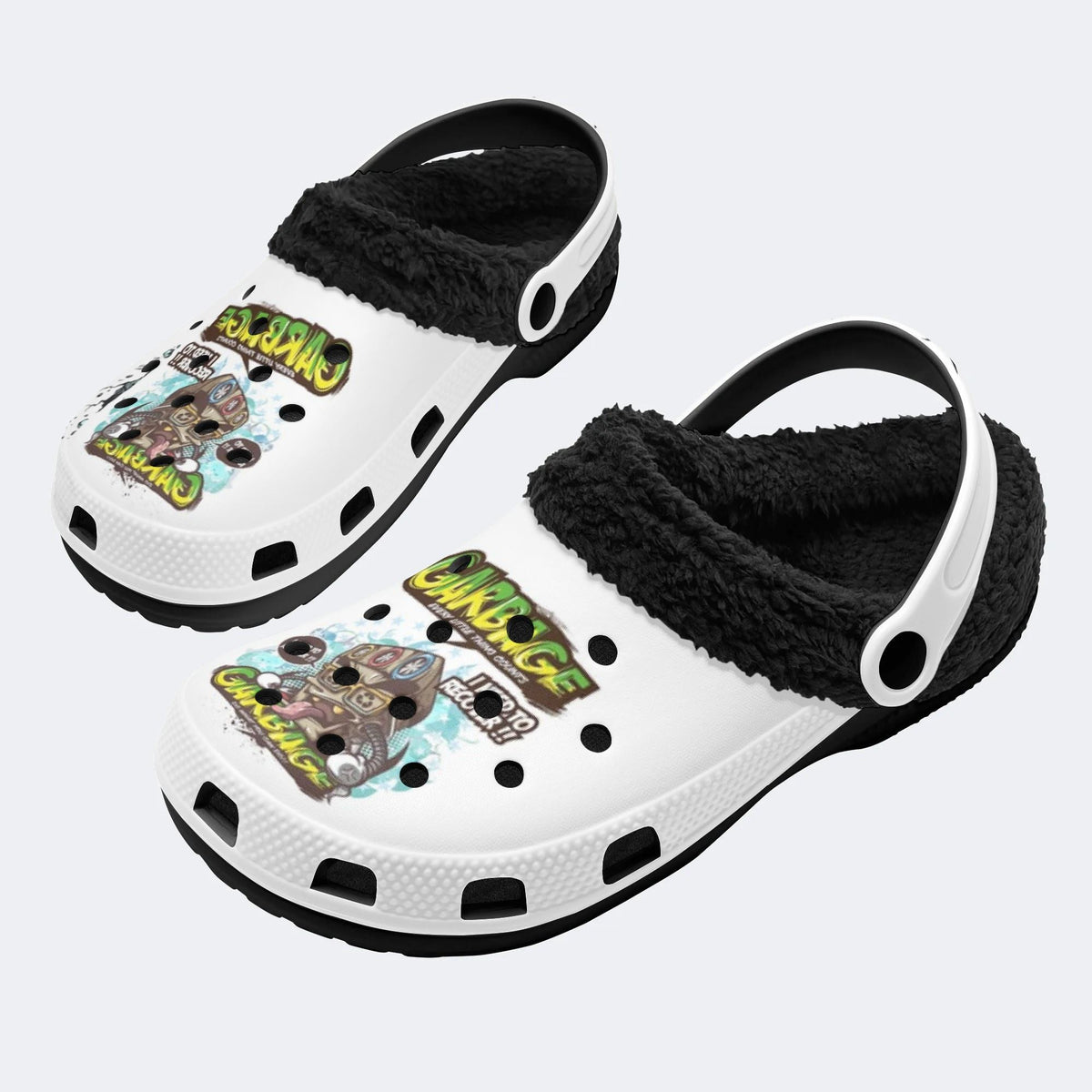 Street Graffiti Robot - Fur Lined Slippers/Sandals