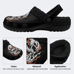 Gothic Flame Bone Skull - Fur Lined Slippers/Sandals
