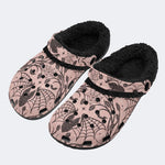 Gothic Pink Bat Web‑Fur Lined Slippers Sandals