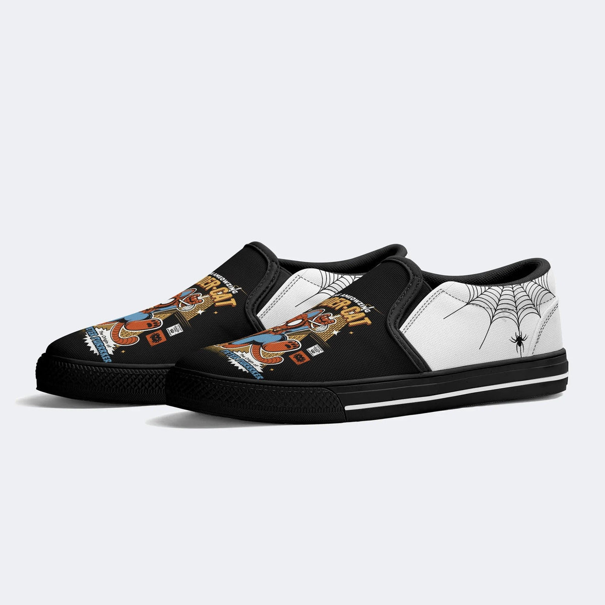 Spider Cat Print - Slip On Shoes