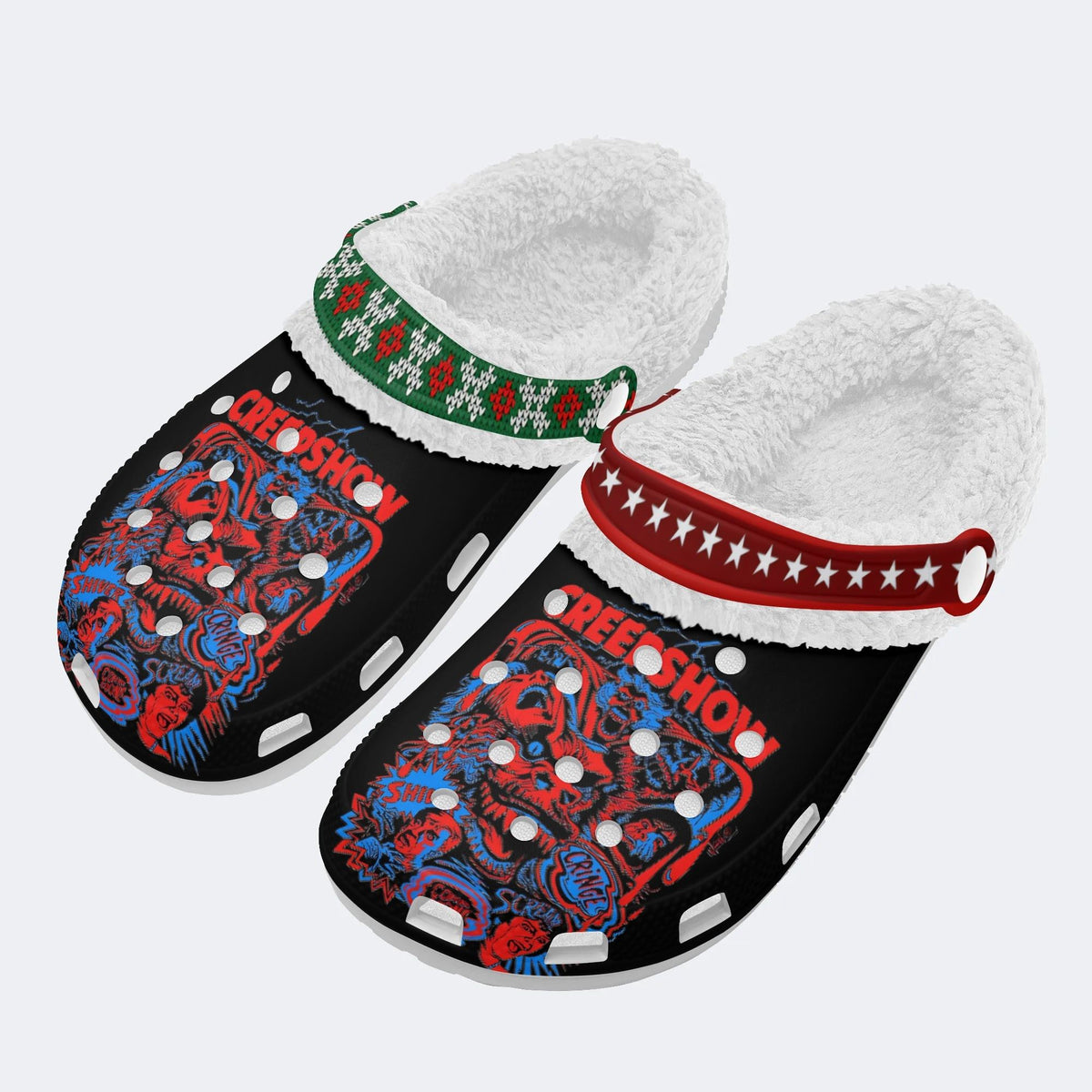 Unisex Horror Movie Graphic Print - Fur Lined Slippers/Sandals