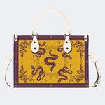 Inscribed Viper Print - Leather Handbag