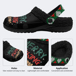 Merry Christmas Print - Fur Lined Slippers/Sandals