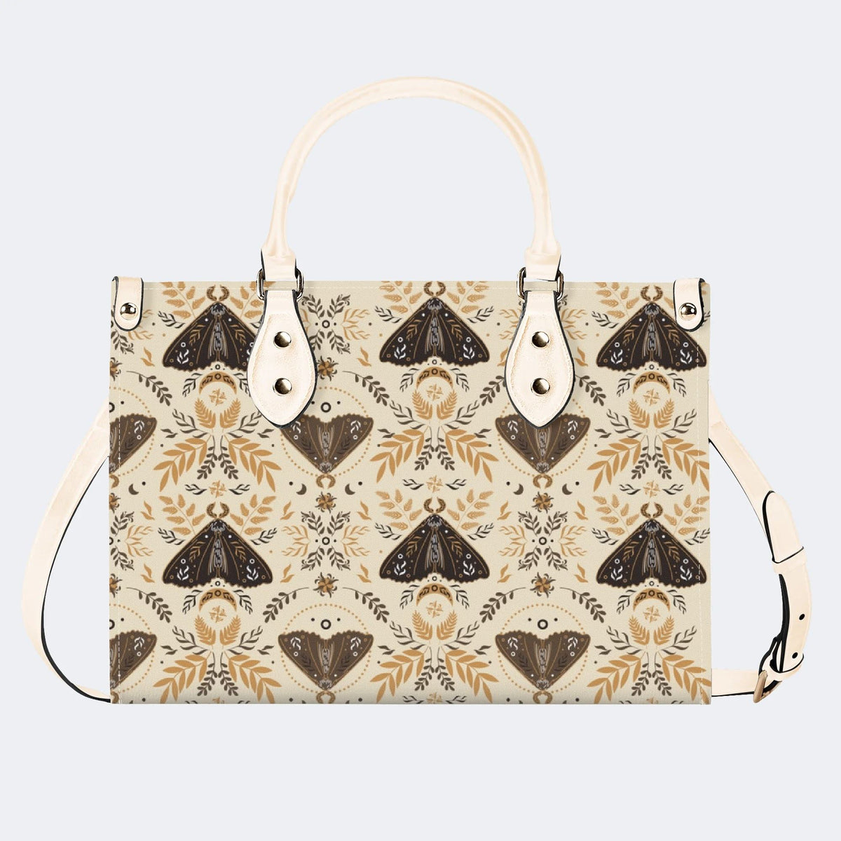 Moths Pattern Print - Leather Handbag