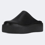 Black Leather Thick-soled Slippers