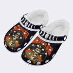 Grim Cowboy Skull Print - Fur Lined Slippers/Sandals