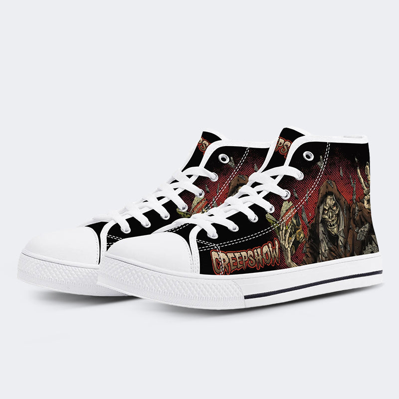 Horror Movie Vintage Graphic Print- High Top Canvas