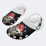 Skull Santa Print - Fur Lined Slippers/Sandals