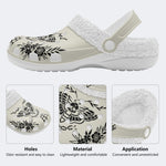 Classic Death Moth Print - Fur Lined Slippers/Sandals