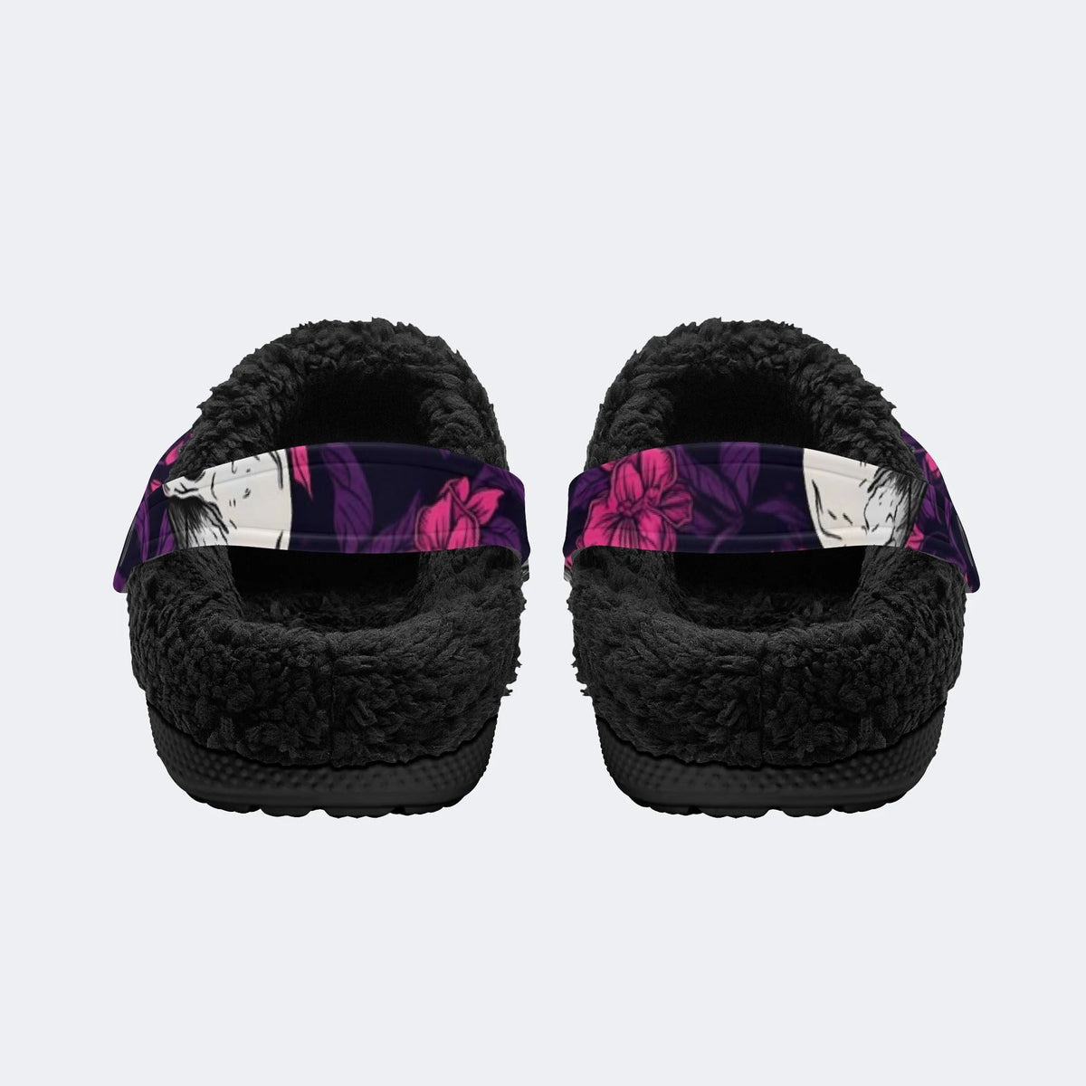 Dark Magenta Skull - Fur Lined Slippers/Sandals