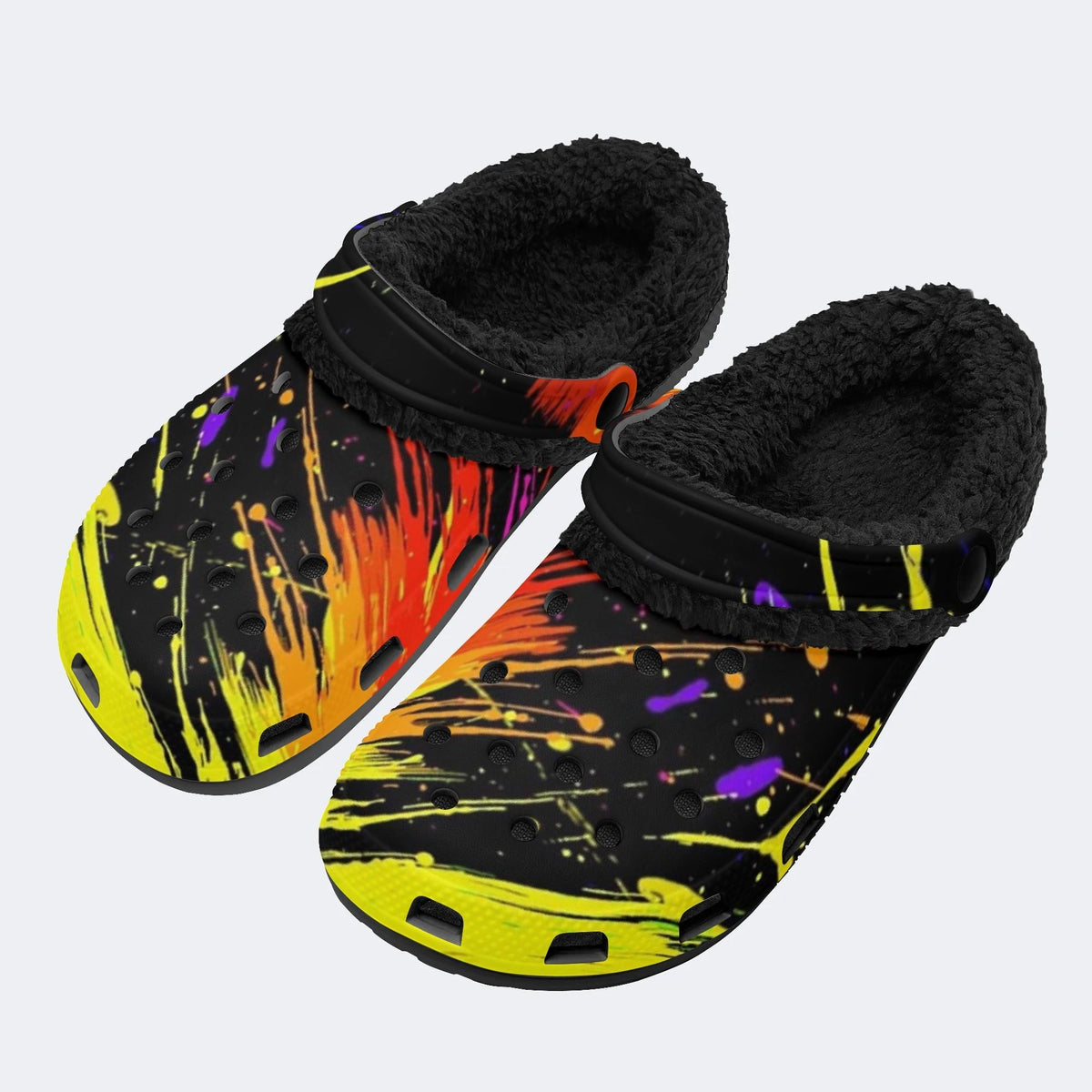 Vibrant Graffiti Splash - Fur Lined Slippers/Sandals