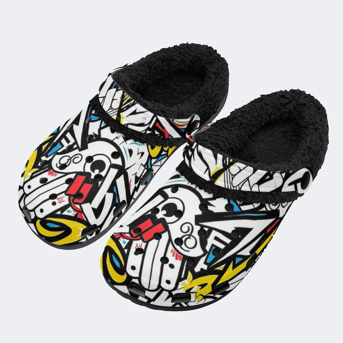 Street Pop Graffiti - Fur Lined Slippers/Sandals
