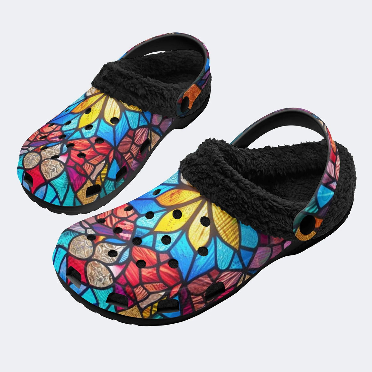 Stained Glass Flower - Fur Lined Slippers/Sandals