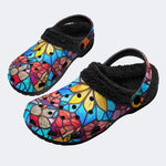 Stained Glass Flower - Fur Lined Slippers/Sandals
