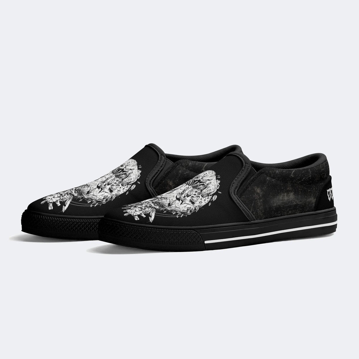 Unisex Fire Fox&Death Skull Print - Slip On Shoes