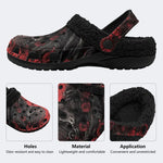 Skull Red Rose - Fur Lined Slippers/Sandals
