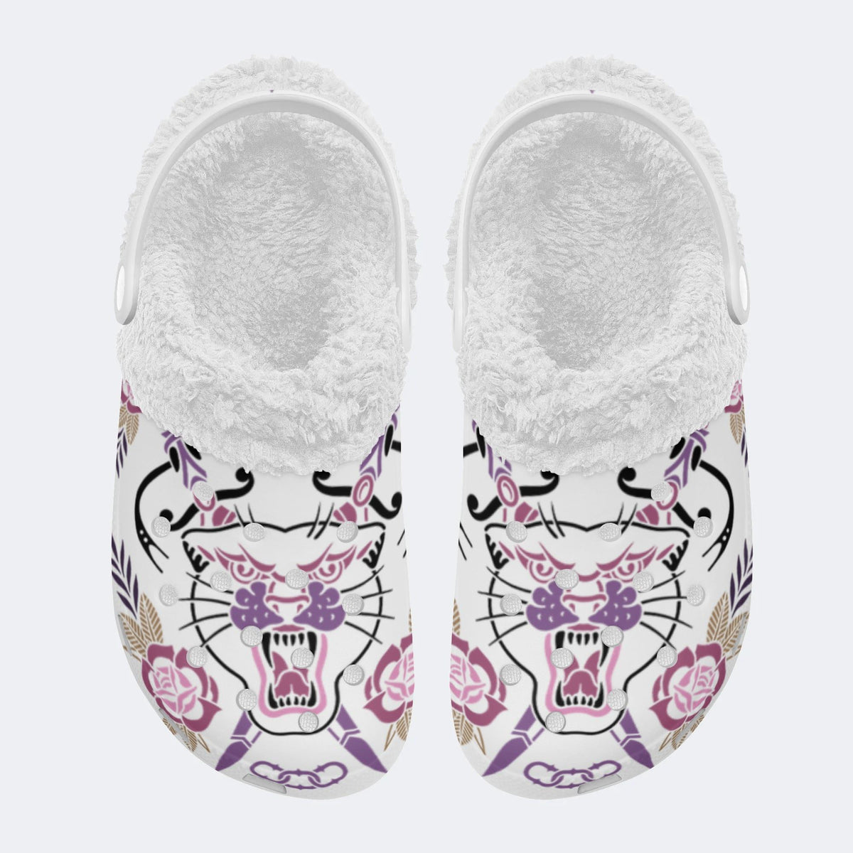 Fierce Panther Art Print - Fur Lined Slippers/Sandals