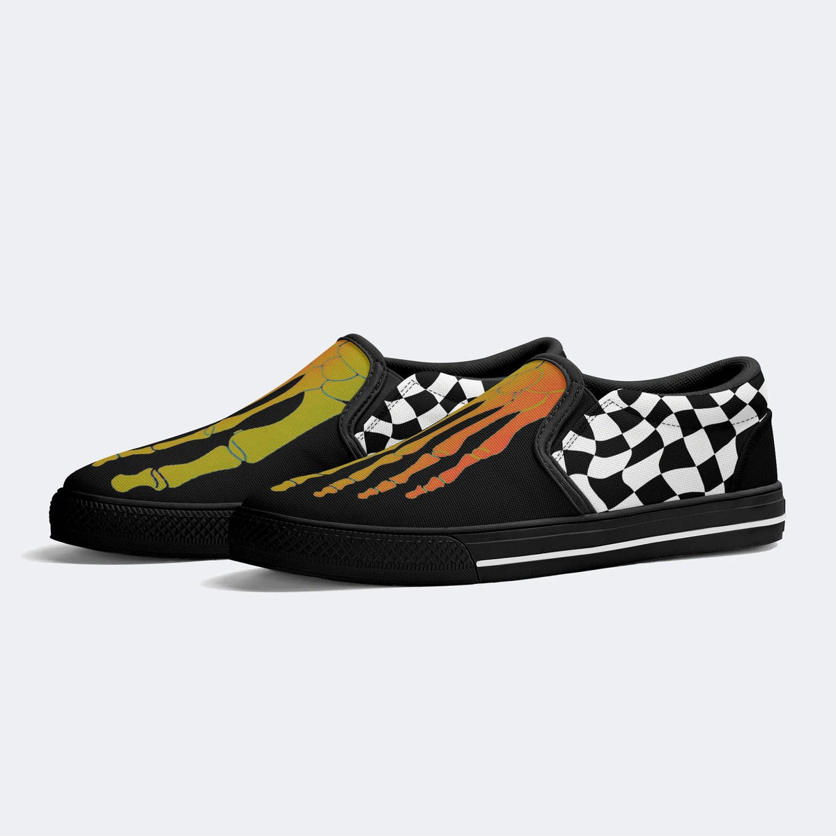 Yellow Gradient Skeleton Toes Skull - Slip On Shoes