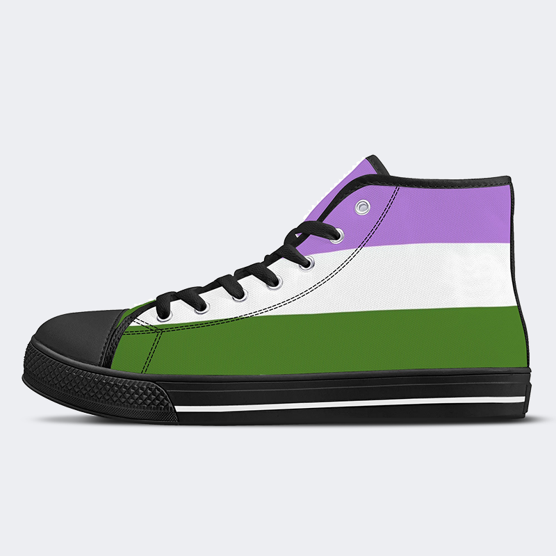 Genderqueer Pride Flag High Top Canvas Shoes