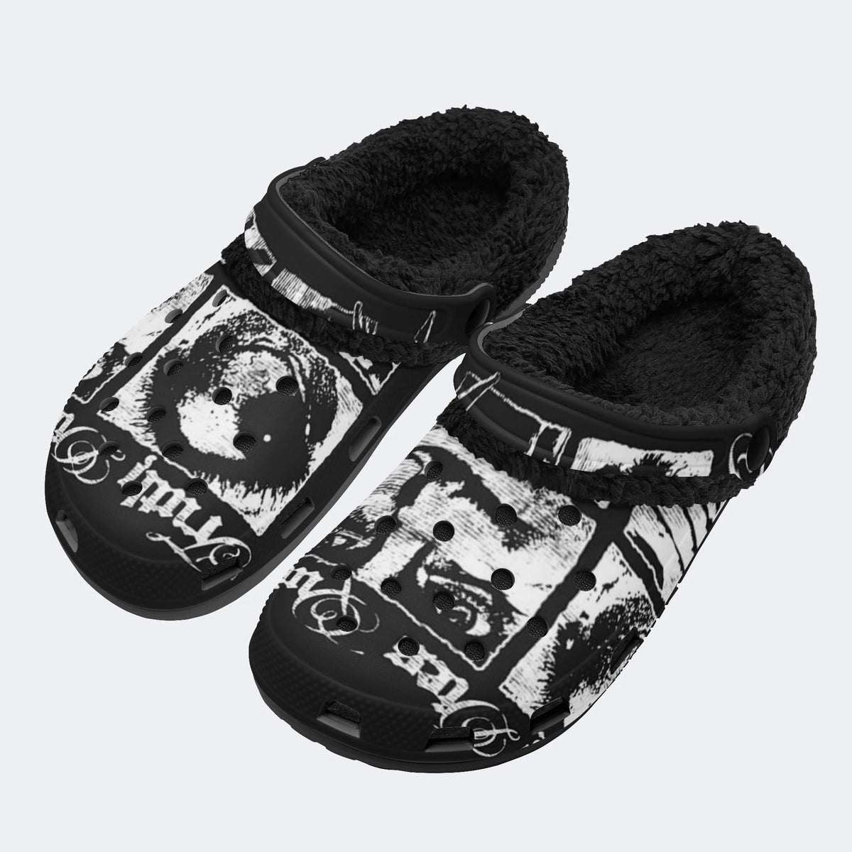 Old Script - Fur Lined Slippers/Sandals