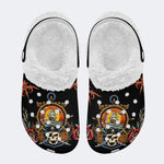 Pirate & UFO Print - Fur Lined Slippers/Sandals