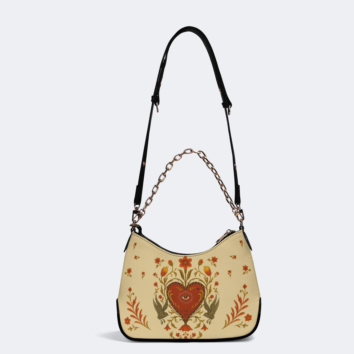 Heart Eyes Print - Leather Crossbody Bag