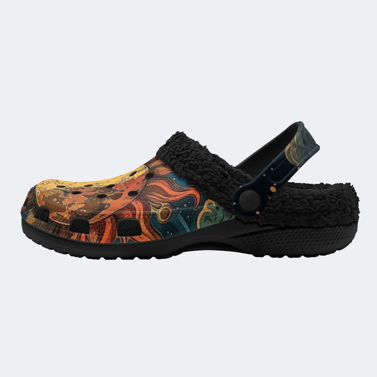 Dark Tarot Cosmos‑Fur Lined Slippers Sandals