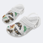 Death Skull Moth Print - Fur Lined Slippers/Sandals