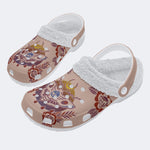 Death Moth Gradient Print - Fur Lined Slippers/Sandals